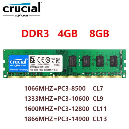 Crucial ddr3 4gb - 8gb, 1066